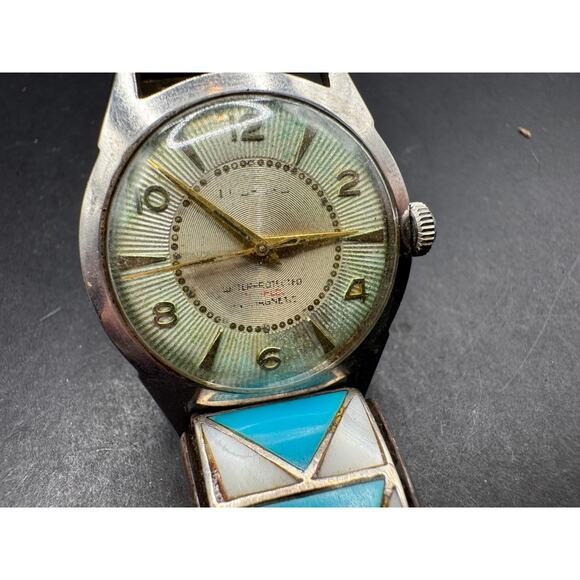 Vtg Richmond Pierpont Swiss Incabloc Antimagnetic 1134-27 Watch Turquoise Inlay - Picture 1 of 11